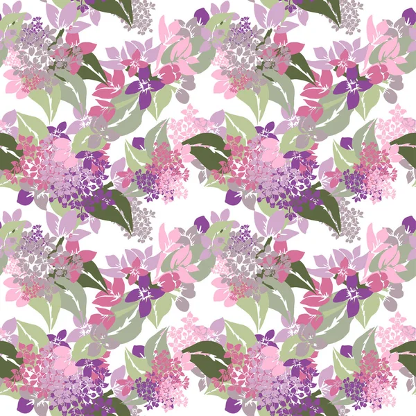 Élégant Motif Sans Couture Avec Des Fleurs Lilas Des Éléments — Image vectorielle