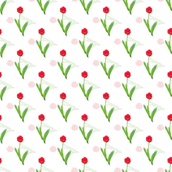 Padrão Sem Costura Elegante Com Flores Tulipa Elementos Design Padrão — Vetor de Stock