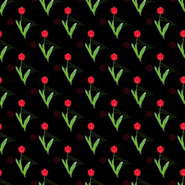 チューリップの花 デザイン要素とエレガントなシームレスパターン 招待状 カード ギフトラップ ファブリック 壁紙のための花のパターン — ストックベクタ