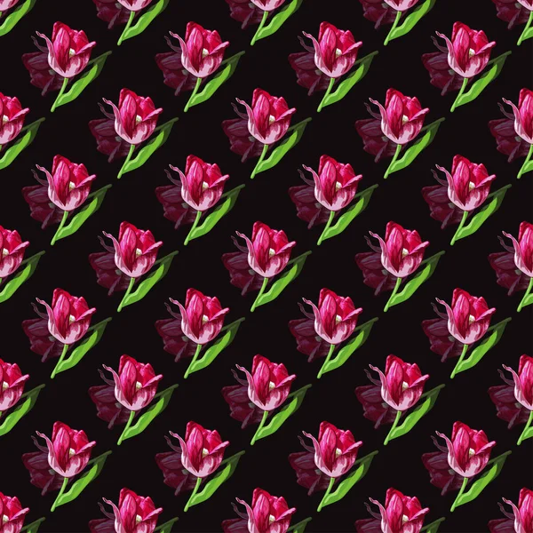 Elegantes Nahtloses Muster Mit Tulpenblüten Designelementen Blumenmuster Für Einladungen Karten — Stockvektor