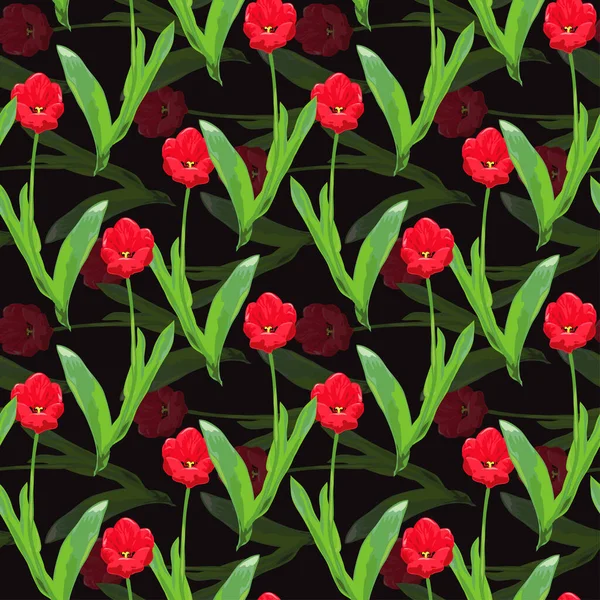 Elegant Seamless Pattern Tulip Flowers Design Elements Floral Pattern Invitations — Stock Vector