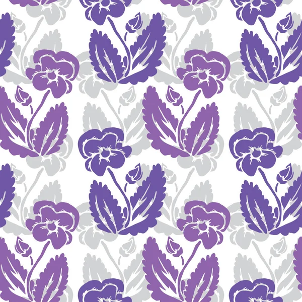 Elegantes Nahtloses Muster Mit Stiefmütterchen Blüten Designelemente Blumenmuster Für Einladungen — Stockvektor