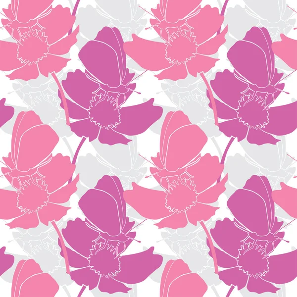 Elegantes Nahtloses Muster Mit Schmetterlingen Und Blumen Designelemente Blumenmuster Für — Stockvektor