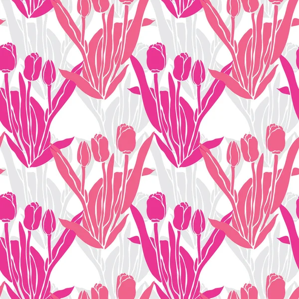 Padrão Sem Costura Elegante Com Flores Tulipa Elementos Design Padrão — Vetor de Stock