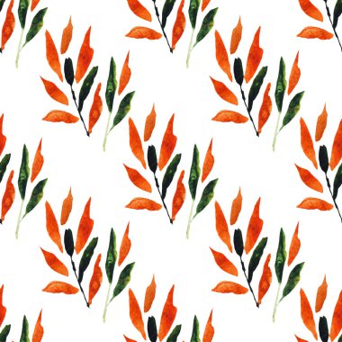 Yapraklı suluboya dalları ve tasarım elementleri olan zarif, pürüzsüz bir desen. Davetiyeler için çiçek deseni, tebrik kartları, hatıra defteri, baskı, hediye paketi, imalat