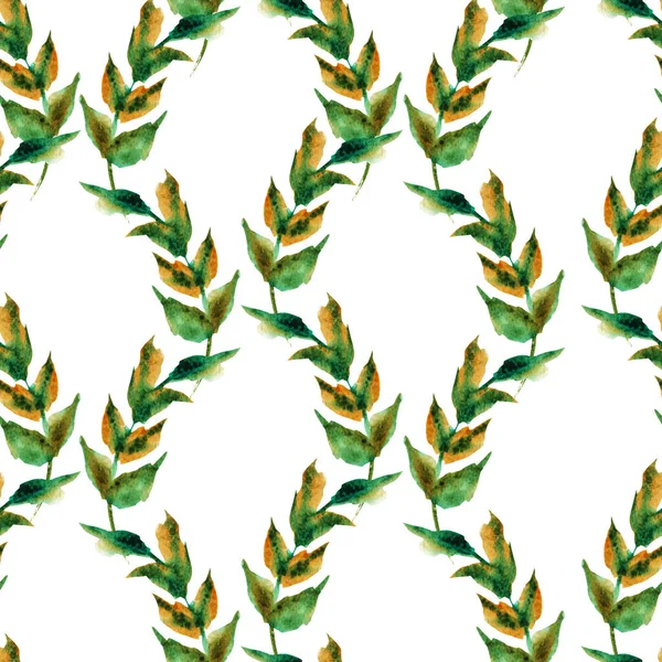 Elegant Seamless Pattern Watercolor Branches Leaves Design Elements Floral Pattern — Stock Photo, Image