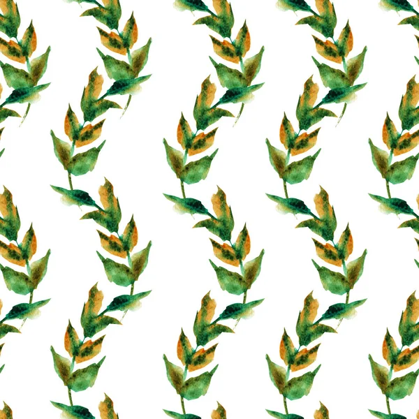 Elegant Seamless Pattern Watercolor Branches Leaves Design Elements Floral Pattern — Stock Photo, Image