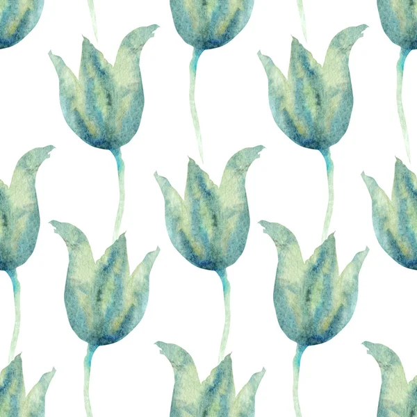 Елегантний Безшовний Візерунок Квітами Акварельних Тюльпанів Елементами Дизайну Квітковий Візерунок — стокове фото