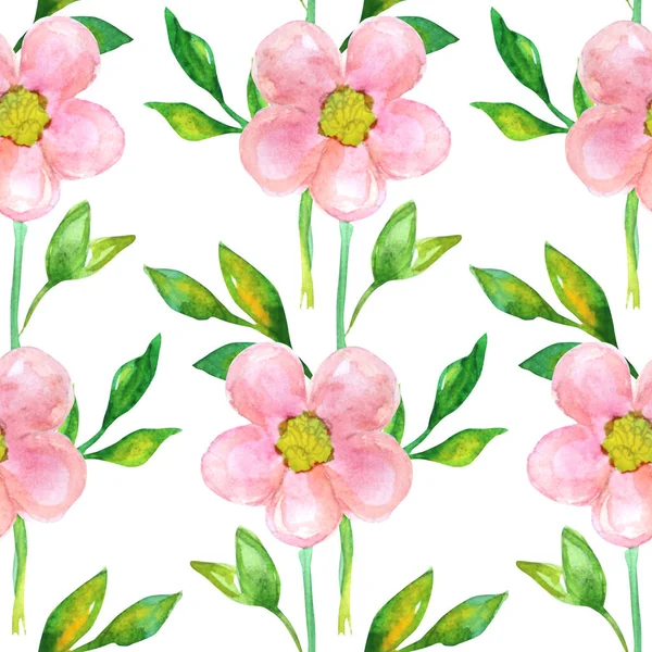 Elegante Naadloze Patroon Met Aquarel Roze Bloemen Design Elementen Bloemenpatroon — Stockfoto