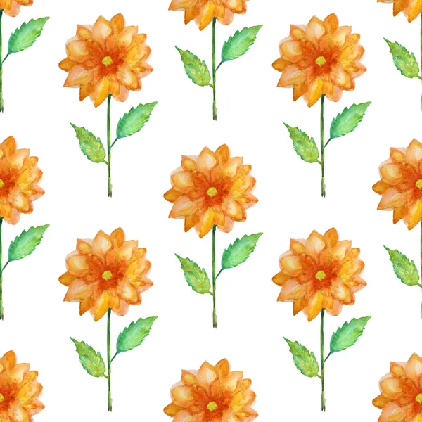 Elegant Seamless Pattern Watercolor Dahlia Flowers Design Elements Floral Pattern — Stock Photo, Image