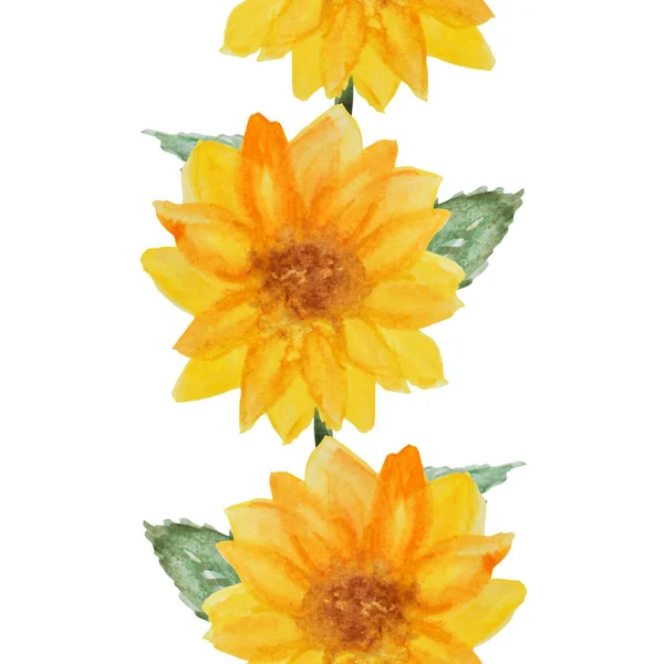 Elegantní Bezešvý Vzor Akvarelem Slunečnice Designové Prvky Květinový Vzor Pro — Stock fotografie