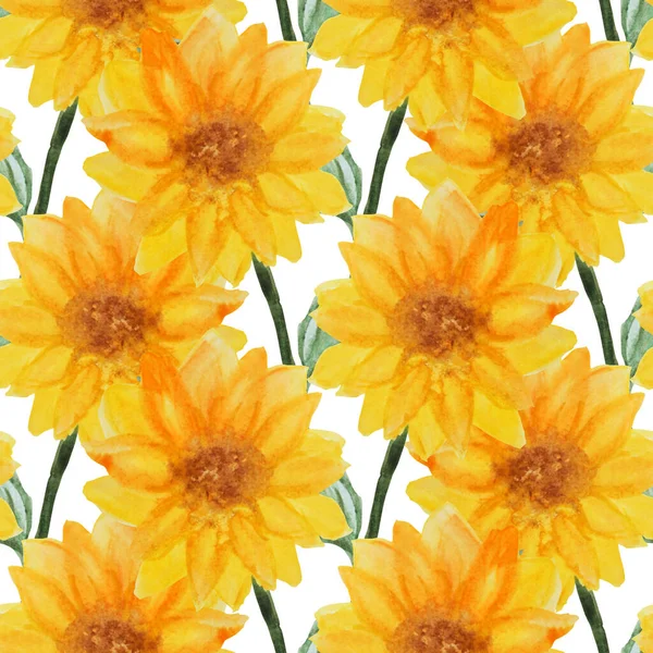 Elegantní Bezešvý Vzor Akvarelem Slunečnice Designové Prvky Květinový Vzor Pro — Stock fotografie