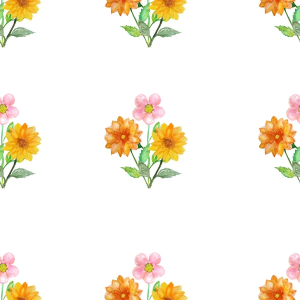 Elegantní Bezešvé Vzor Květy Akvarel Designovými Prvky Květinový Vzor Pozvánky — Stock fotografie