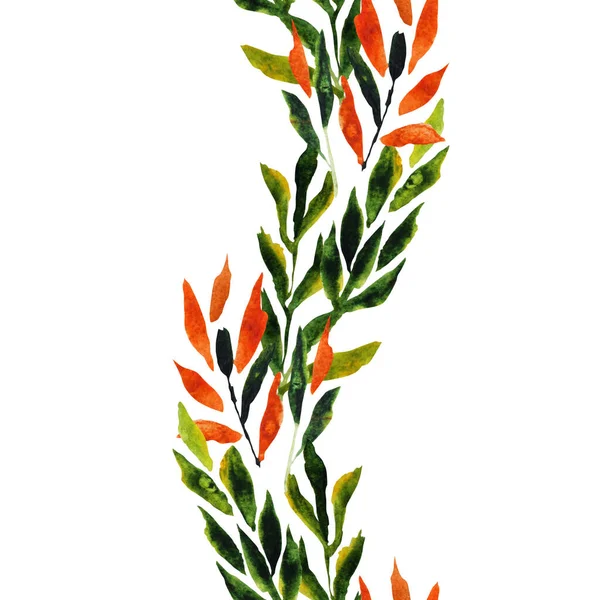 Elegantní Hladký Vzor Akvarelovými Větvemi Listy Designové Prvky Květinový Vzor — Stock fotografie