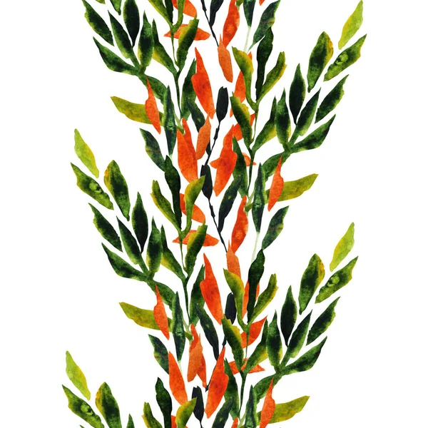 Элегантный Бесшовный Узор Акварельными Ветвями Листьями Элементами Дизайна Цветочный Узор — стоковое фото