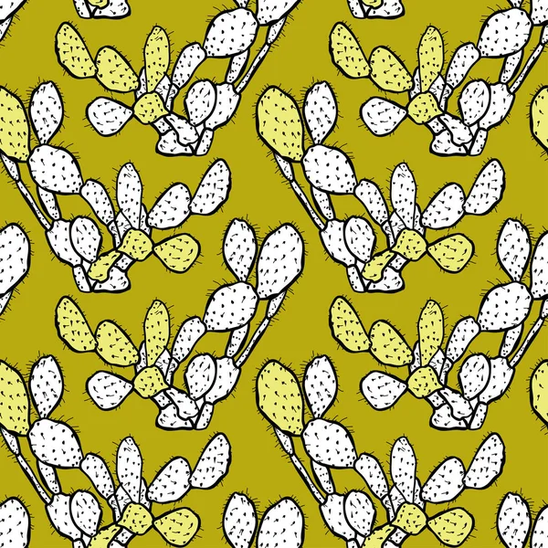 Elegantes Nahtloses Muster Mit Saftigen Kakteenpflanzen Designelementen Blumenmuster Für Einladungen — Stockvektor