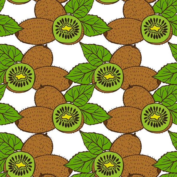 Elegante Patrón Sin Costuras Con Kiwi Frutas Elementos Diseño Patrón — Archivo Imágenes Vectoriales