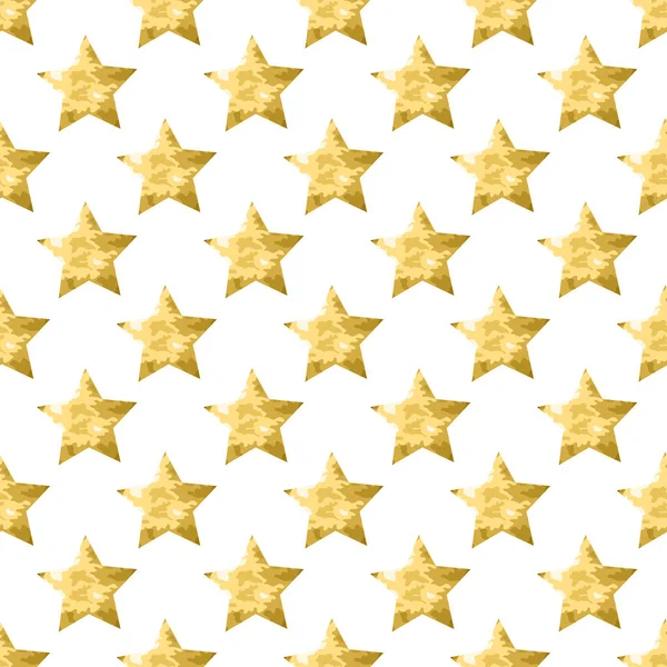 Elegante Patrón Dorado Con Estrellas Decorativas Dibujadas Mano Elementos Diseño — Vector de stock