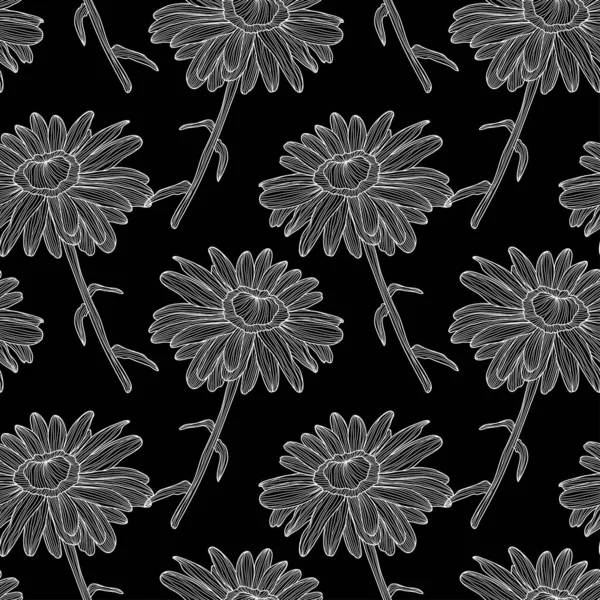 Élégant Motif Sans Couture Avec Des Fleurs Camomille Des Éléments — Image vectorielle