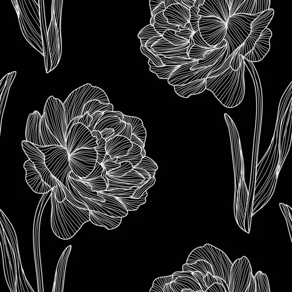 Elegant Naadloos Patroon Met Tulpenbloemen Design Elementen Bloemen Patroon Voor — Stockvector