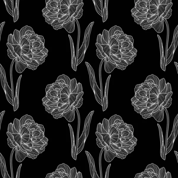 Elegant Naadloos Patroon Met Tulpenbloemen Design Elementen Bloemen Patroon Voor — Stockvector