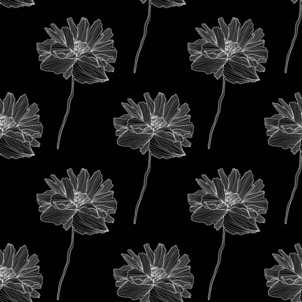 Élégant Motif Sans Couture Avec Des Fleurs Pavot Des Éléments — Image vectorielle