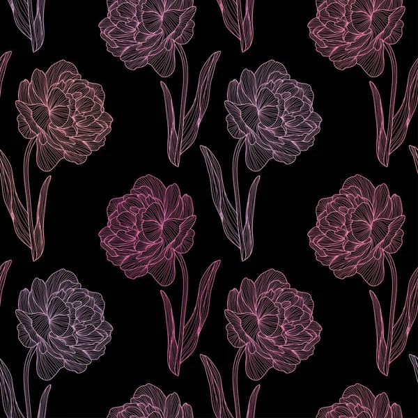 Elegant Naadloos Patroon Met Tulpenbloemen Design Elementen Bloemen Patroon Voor — Stockvector