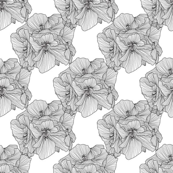 Élégant Motif Sans Couture Avec Des Fleurs Géranium Des Éléments — Image vectorielle