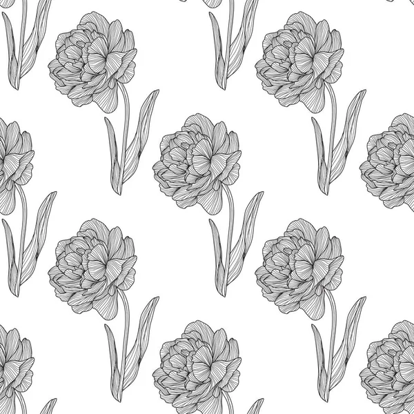 Élégant Motif Sans Couture Avec Des Fleurs Tulipe Des Éléments — Image vectorielle