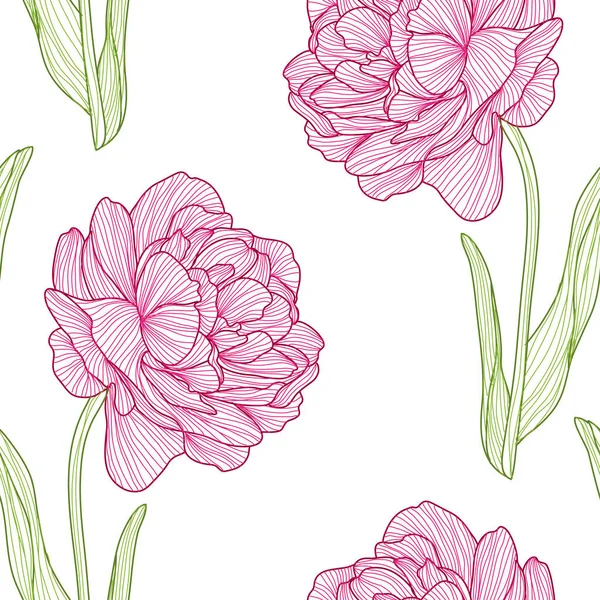 Elegante Patrón Sin Costuras Con Flores Tulipán Elementos Diseño Patrón — Vector de stock