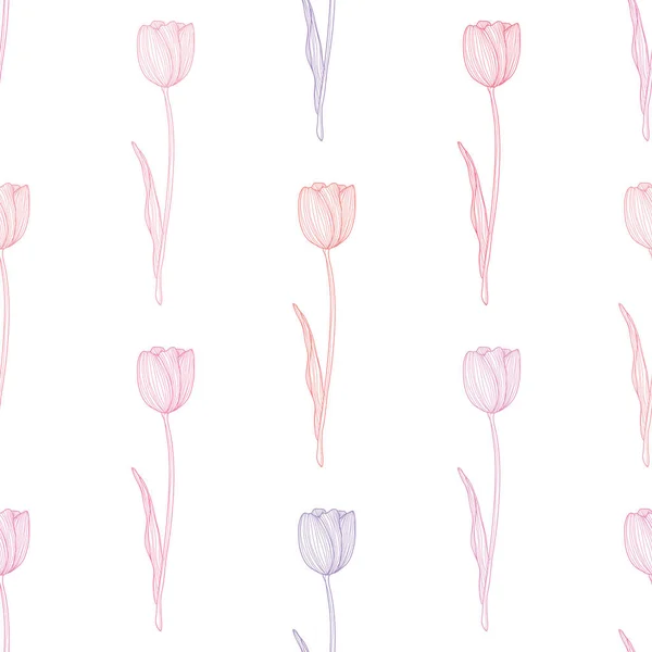 Elegáns Varrat Nélküli Minta Tulipánvirágokkal Design Elemekkel Virágmintás Meghívók Kártyák — Stock Vector