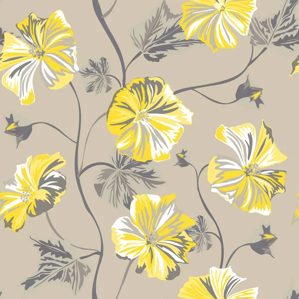 Elegant Seamless Pattern Hibiscus Flowers Design Elements Floral Pattern Invitations — Stock Vector