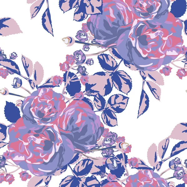 Elegant Naadloos Patroon Met Rozenbloemen Design Elementen Bloemen Patroon Voor — Stockvector