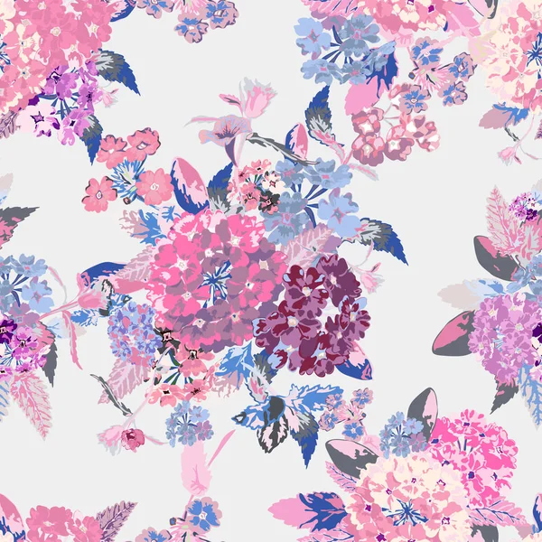 Elegant Seamless Pattern Verbena Flowers Design Elements Floral Pattern Invitations — Stock Vector