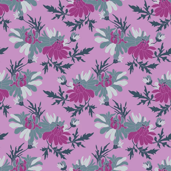 Elegantes Nahtloses Muster Mit Chrysanthemenblüten Designelementen Blumenmuster Für Einladungen Karten — Stockvektor