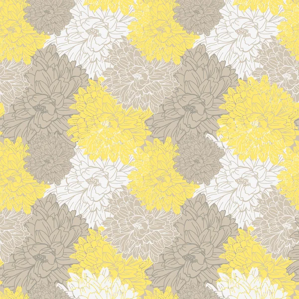 菊の花 デザイン要素とエレガントなシームレスなパターン 招待状 カード ギフトラップ ファブリック 壁紙のための花のパターン 2021年カラートレンド — ストックベクタ