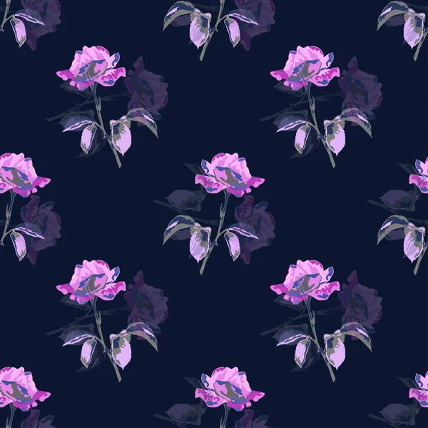 Elegante Patrón Sin Costuras Con Flores Rosas Elementos Diseño Patrón — Vector de stock