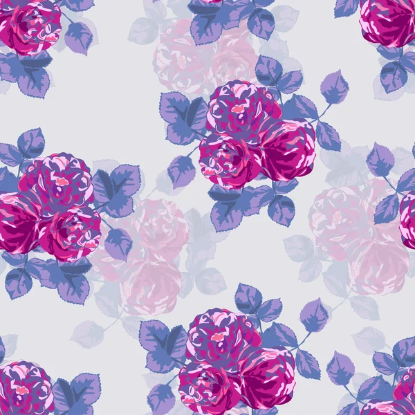 Elegant Naadloos Patroon Met Rozenbloemen Design Elementen Bloemen Patroon Voor — Stockvector