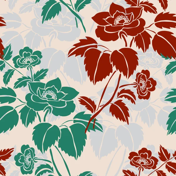 Elegant Seamless Pattern Dog Rose Flowers Design Elements Floral Pattern — Stock Vector