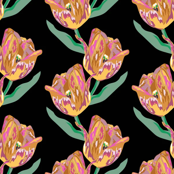 Елегантний Безшовний Візерунок Квітами Тюльпанів Елементами Дизайну Квітковий Візерунок Запрошень — стоковий вектор