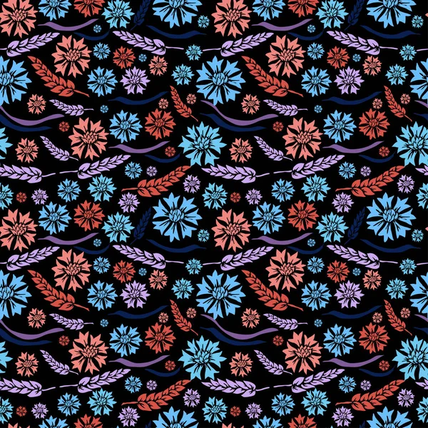 Padrão Sem Costura Elegante Com Flores Elementos Design Padrão Floral — Vetor de Stock