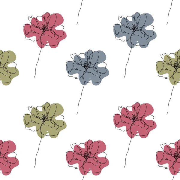 Elegante Naadloze Patroon Met Papaver Bloemen Design Elementen Bloemen Patroon — Stockvector