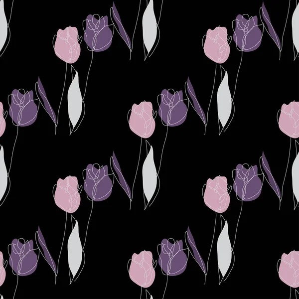 Elegáns Varrat Nélküli Minta Tulipánvirágokkal Design Elemekkel Virágmintás Meghívók Kártyák — Stock Vector