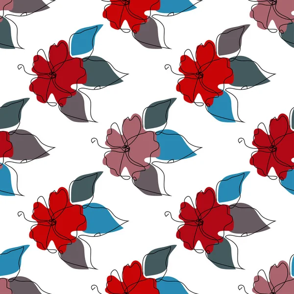 Elegante Naadloze Patroon Met Hibiscus Bloemen Design Elementen Bloemen Patroon — Stockvector