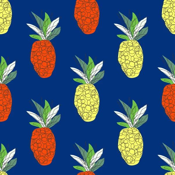 Elegant Seamless Pattern Pineapple Fruits Design Elements Fruit Pattern Invitations — Stock Vector