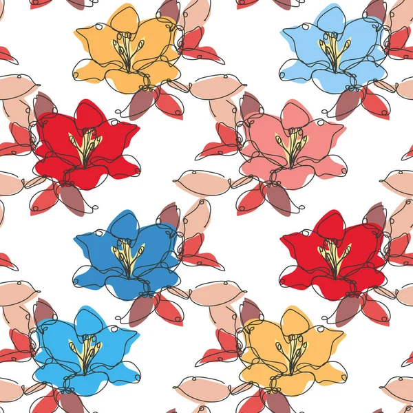Zambak Çiçekleri Tasarım Elementleriyle Zarif Pürüzsüz Bir Desen Davetiyeler Için — Stok Vektör