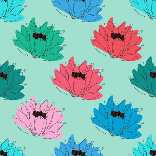 Élégant Motif Sans Couture Avec Des Fleurs Lotus Des Éléments — Image vectorielle