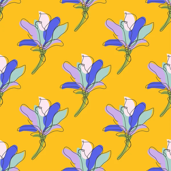 Élégant Motif Sans Couture Avec Des Fleurs Magnolia Des Éléments — Image vectorielle