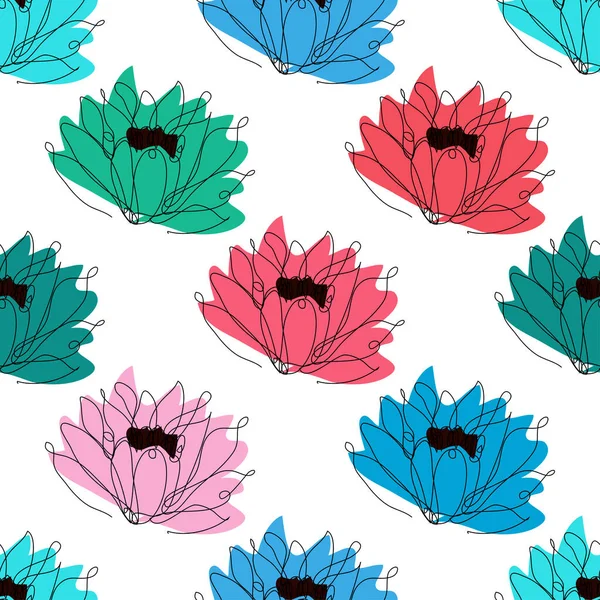 Κομψό Μοτίβο Χωρίς Ραφή Άνθη Λωτού Σχεδιαστικά Στοιχεία Floral Μοτίβο — Διανυσματικό Αρχείο