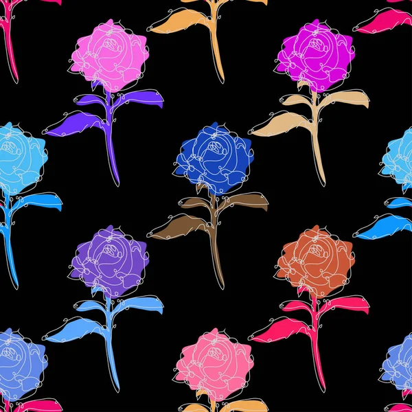 Elegant Naadloos Patroon Met Rozenbloemen Design Elementen Bloemen Patroon Voor — Stockvector